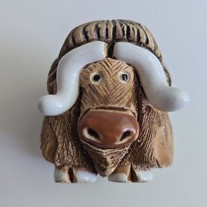 Artesania Rinconada 3” Yak/Ox Figurine Uruguay Art Pottery Vintage Hand Crafted